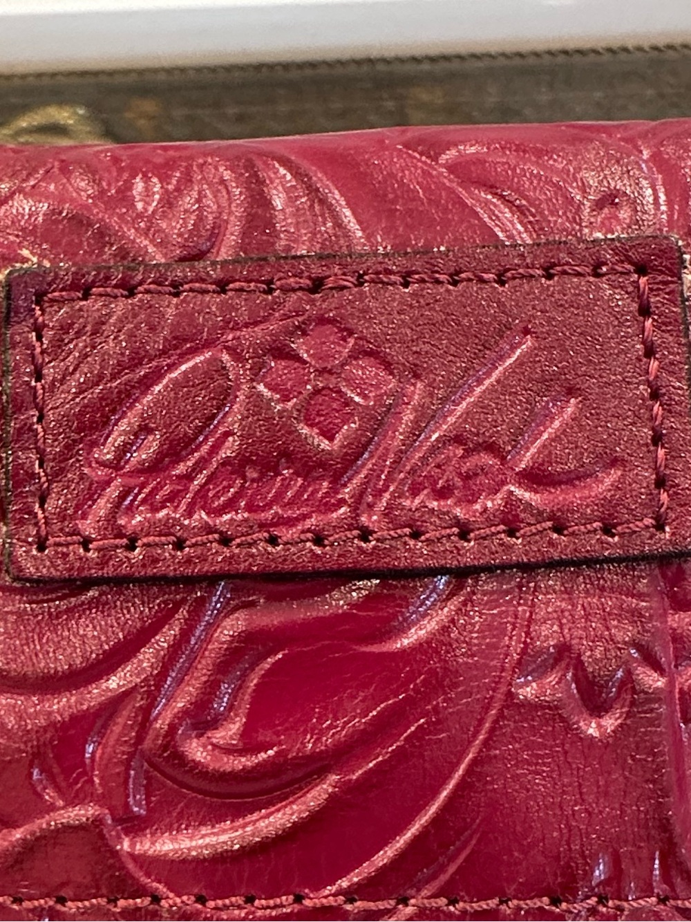 Patricia Nash Tooled Floral Motif Magenta Leather Wristlet/Clutch Purse - EUC - Picture 6 of 17